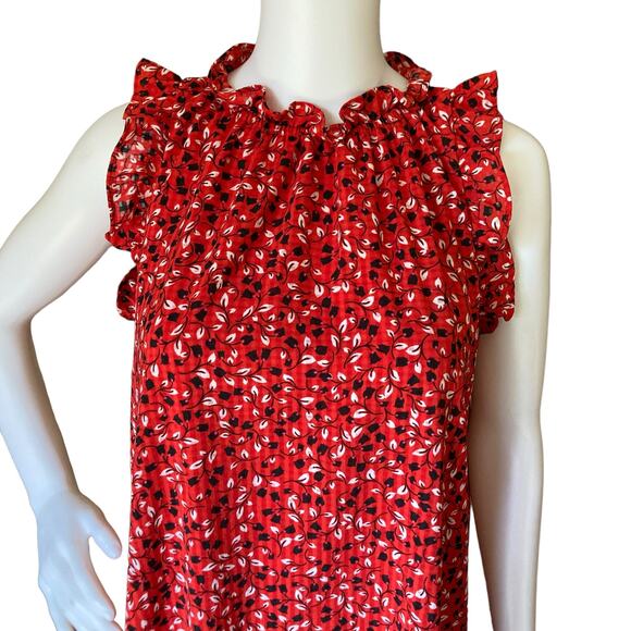 Who What Wear Ruffle Hem Floral Vine Print Midi Dress Size Small - Picture 2 of 7